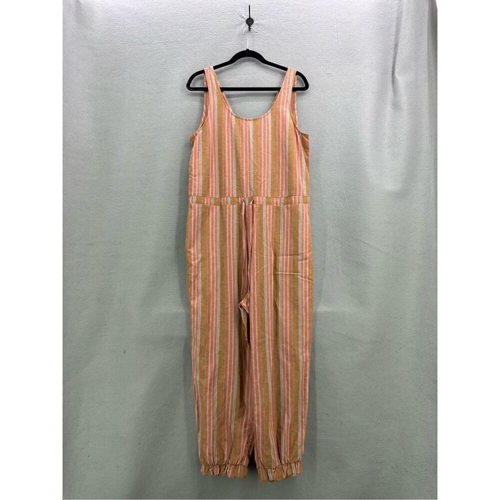 NWT Anthropologie Drew Womens Striped Linen Sleeveless Jumpsuit Medium